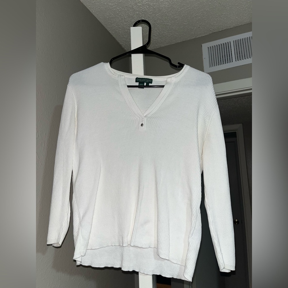 Polo by Ralph Lauren Women's Cream V-Neck Sweater